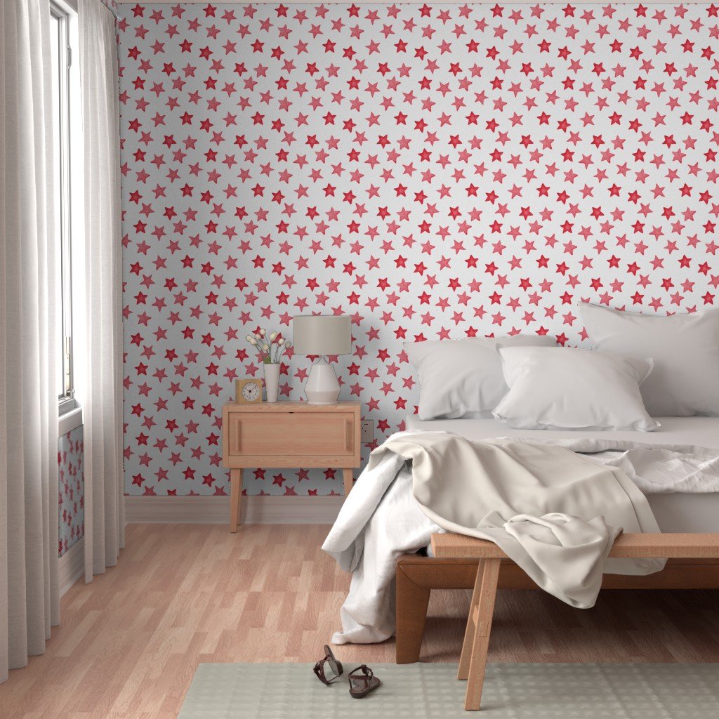 Large Faded Red Christmas Stars on White Wallpaper red stars wallpaper