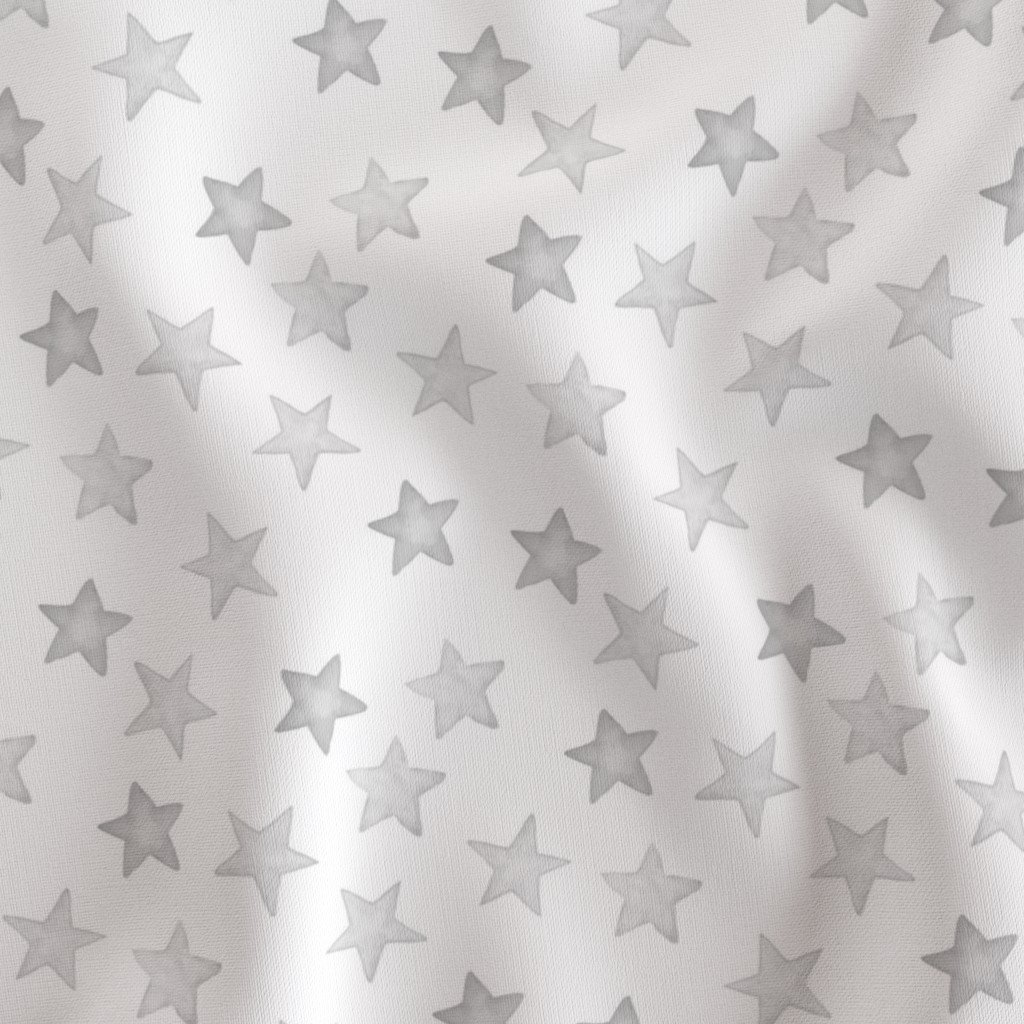 Silver Grey Faded Christmas Stars on White Fabric faded stars fabric