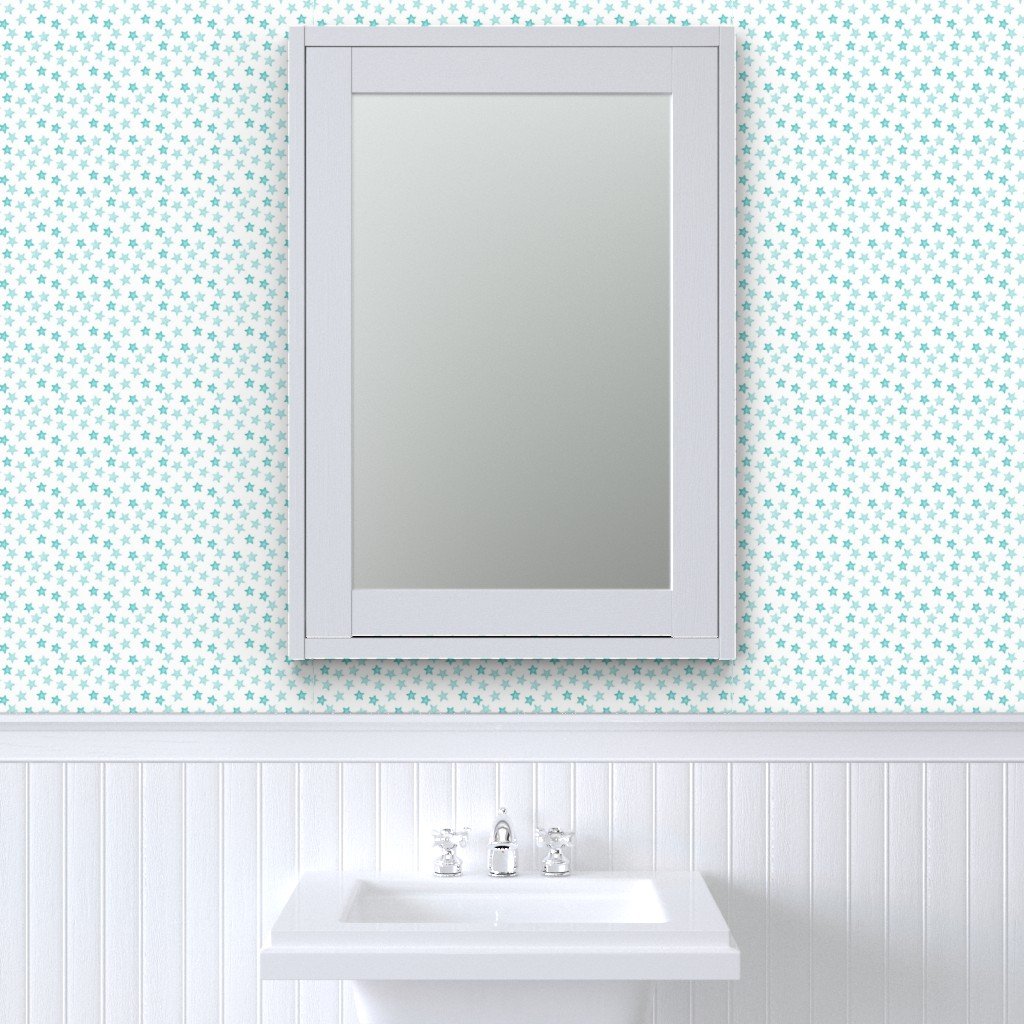 Small Faded Aqua Christmas Stars on White Wallpaper faded stars wallpaper