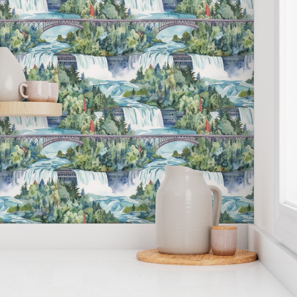 Majestic Niagra Falls Waterfall Border of Two North American Wallpaper niagra waterfall wallpaper