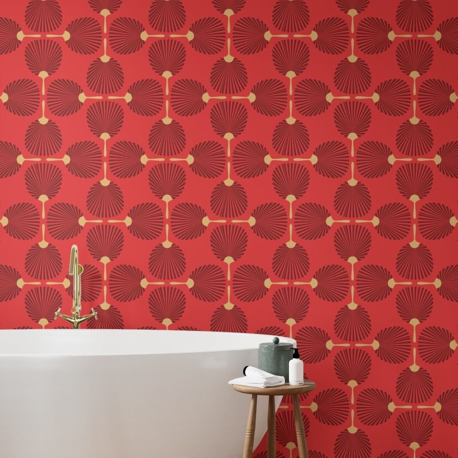 Jumbo Chinese Red Paddle Hand Fan on Lantern Red Wallpaper jumbo paddle fan wallpaper