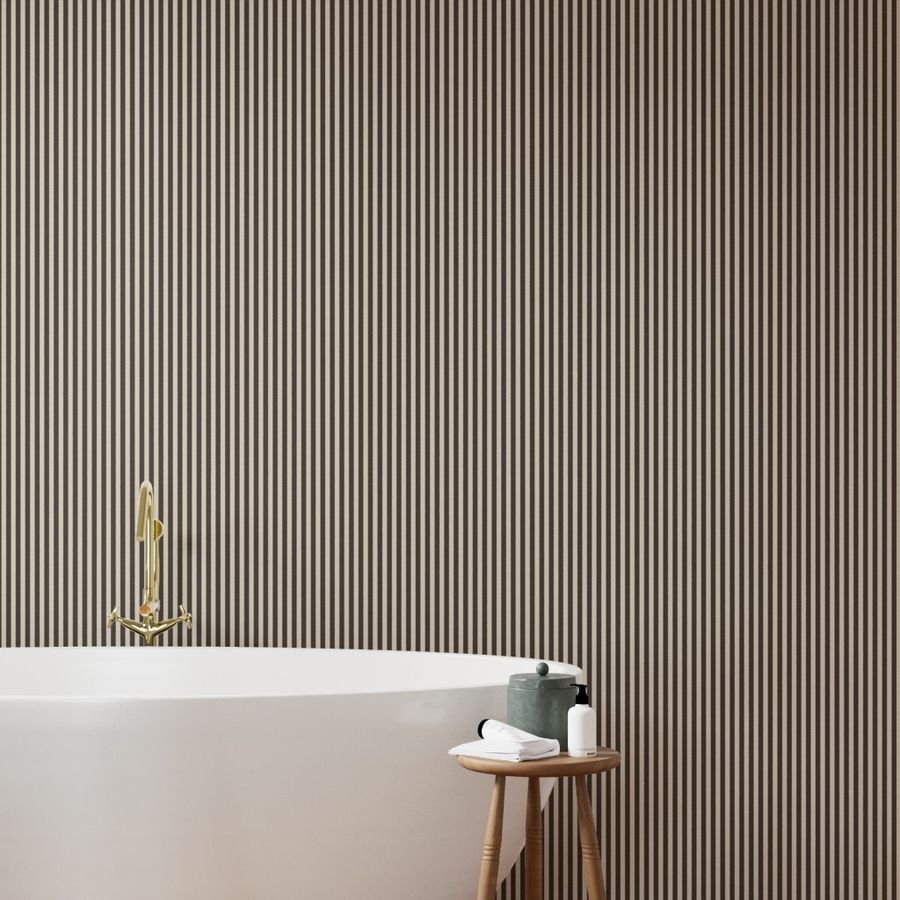 Half Inch Pencil Stripes Cream and Chocolate Wallpaper good boie stripes wallpaper