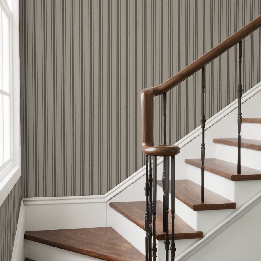 Chocolate on Beige French Provincial Mattress Ticking Wallpaper mattress ticking wallpaper