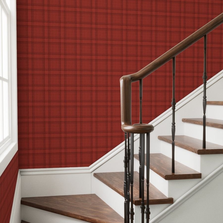 Red Vermillion Vintage Christmas Tartan Plaid Wallpaper vermillion tartan wallpaper