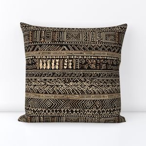 Tribal Mudcloth Boho Ethnic Print in Black and Cream Home Styling Collection Interior Collection tribal mudcloth throw pillow design