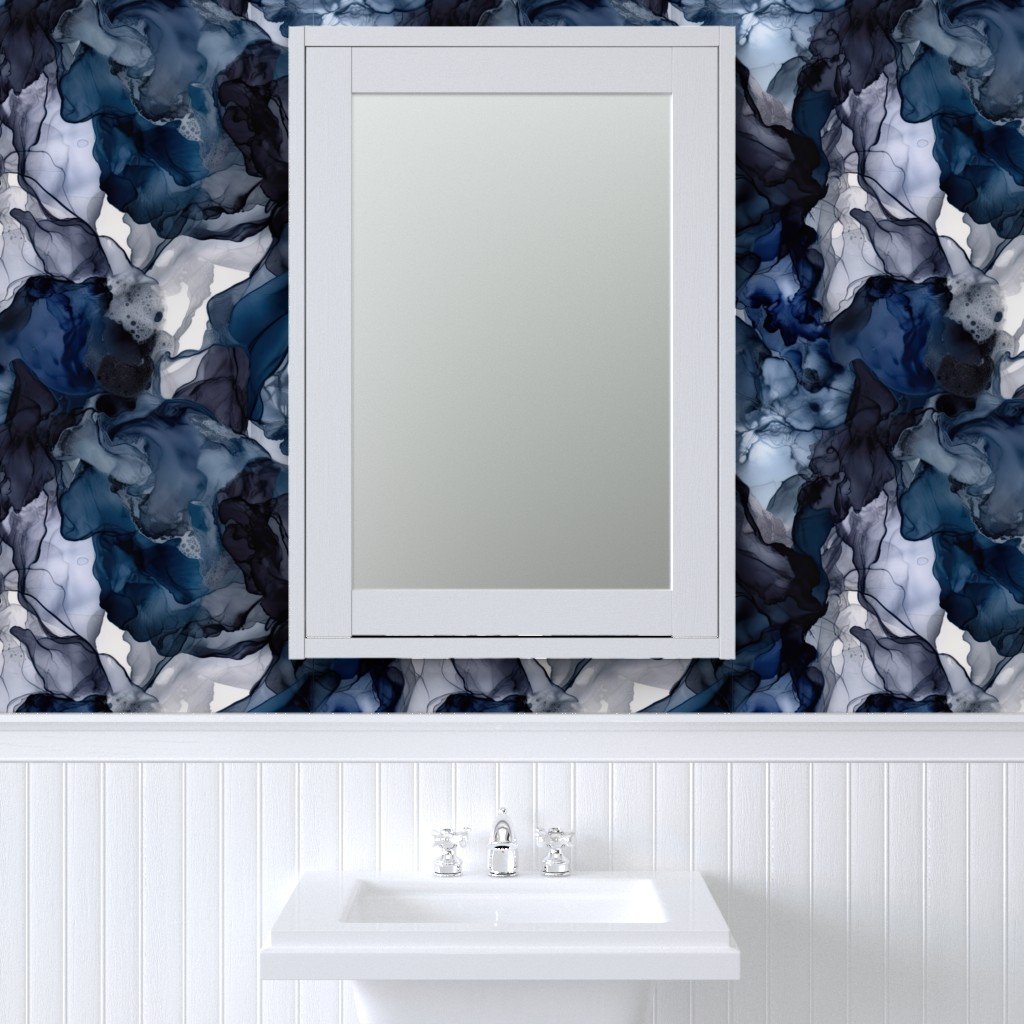 Twilight Navy Blue Lavender and Grey Alcohol Ink Liquid Swirls Wallpaper alcohol ink wallpaper