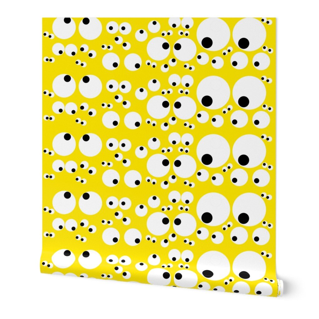 Googly Goo Goo Eyes on Neon Yellow Interior Collection Design Collection bright yellow wallpaper