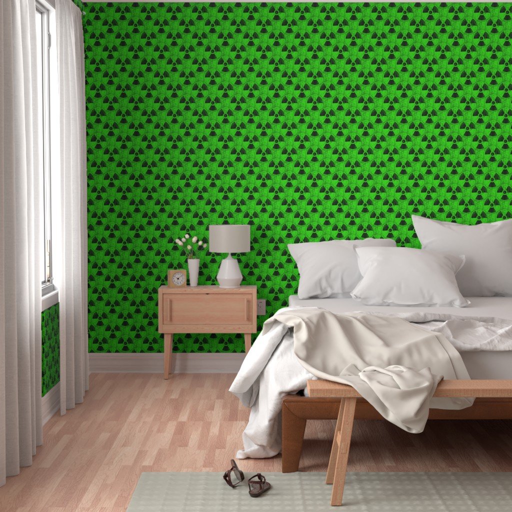 Green and Black Radioactive Hazmat Grunge Pattern Wallpaper hazard indicator wallpaper
