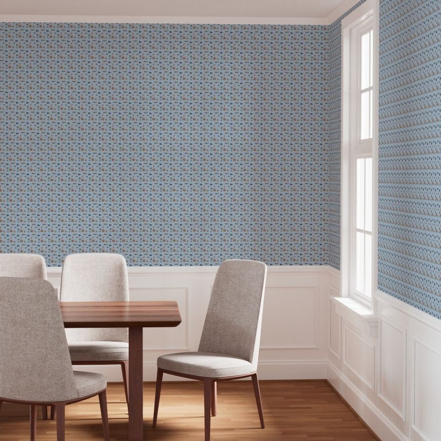 Nantucket Island Symbols and Motifs in Mini on Blue Wallpaper nantucket island wallpaper