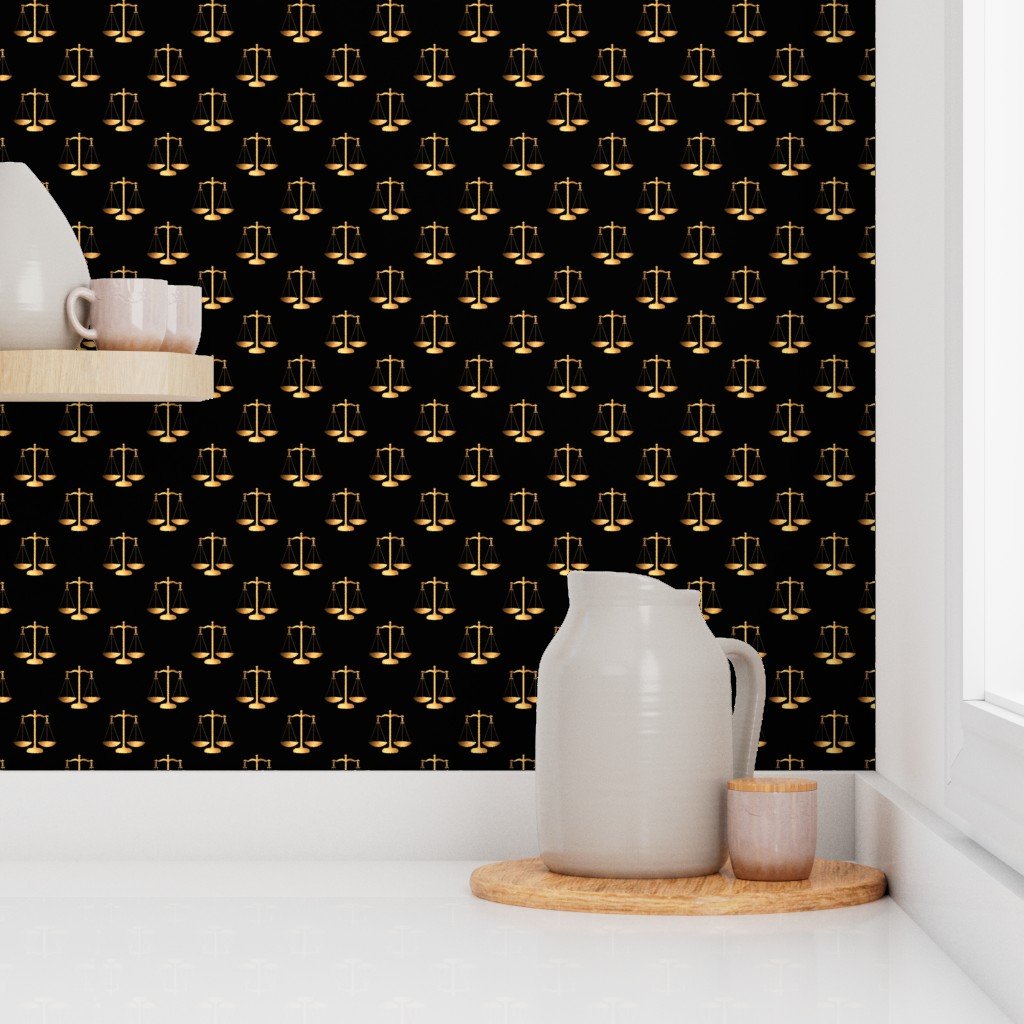 Yellow Gold Scales Of Justice on Black Repeat Wallpaper contrast wallpaper