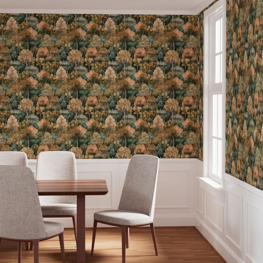 Endless Forest Watercolor - Golden Autumn Wallpaper golden hues wallpaper