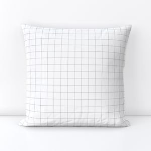 1 Inch Grid Line Pattern with Mid Grey Lines on White Home Decor Collection Home Styling Collection home decor throw pillow design