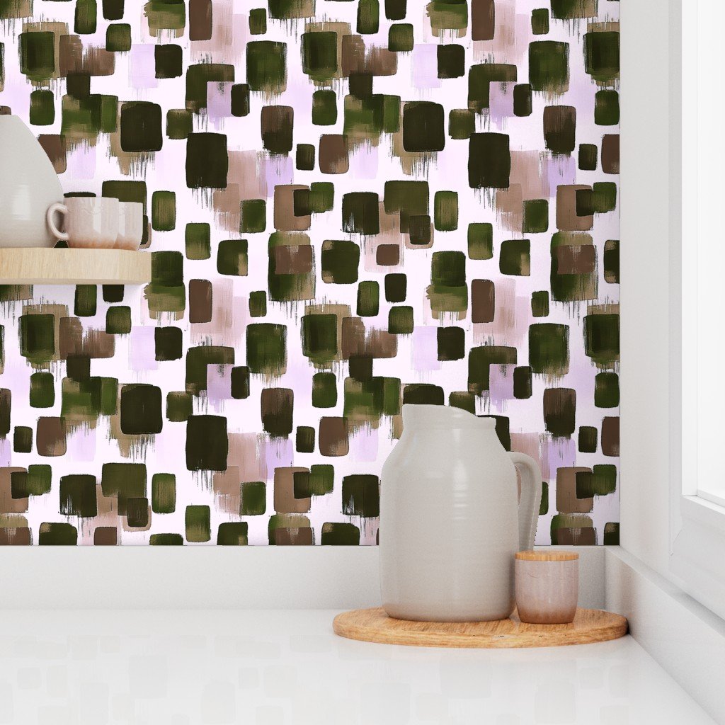 Abstract Earthy Brushstroke Blocks in Green and Brown Wallpaper abstract wallpaper