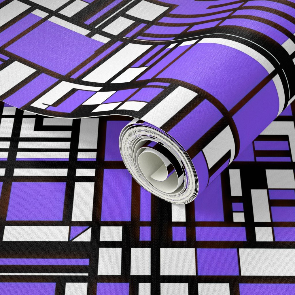 Electric Violet Modernist City Blocks Geometric Pattern Wallpaper modern grid wallpaper