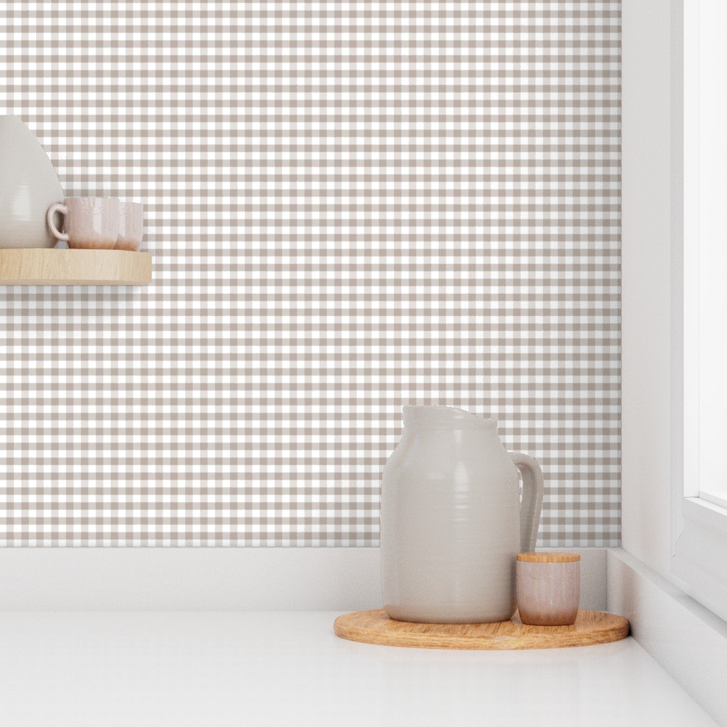 Misty Taupe Gingham Check Plaid Pattern Wallpaper warm gray wallpaper
