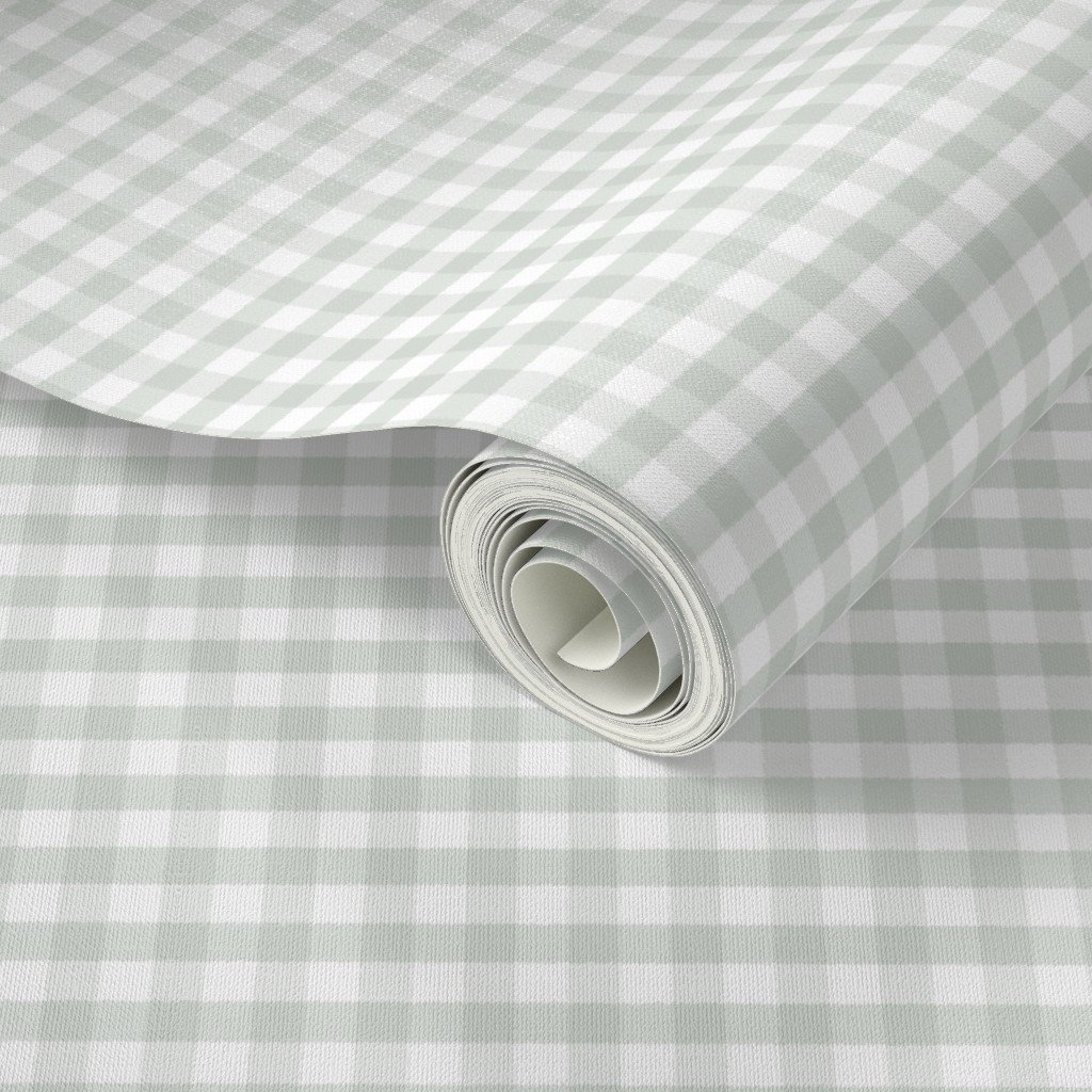Pale Sage Gingham Check Plaid Pattern Design Collection Home Styling Collection cottage wallpaper