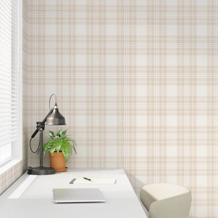 Sandstone Cream Large Traditional Tartan Plaid Pattern Design Collection Design Collection cozy wallpaper