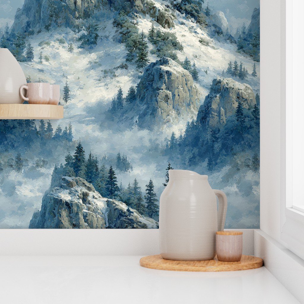 Olympic National Park Winter Christmas Watercolor Landscape Wallpaper festive wallpaper