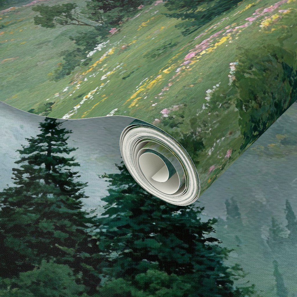 Olympic National Park Spring Watercolor Wildflower Landscape Wallpaper fresh wallpaper