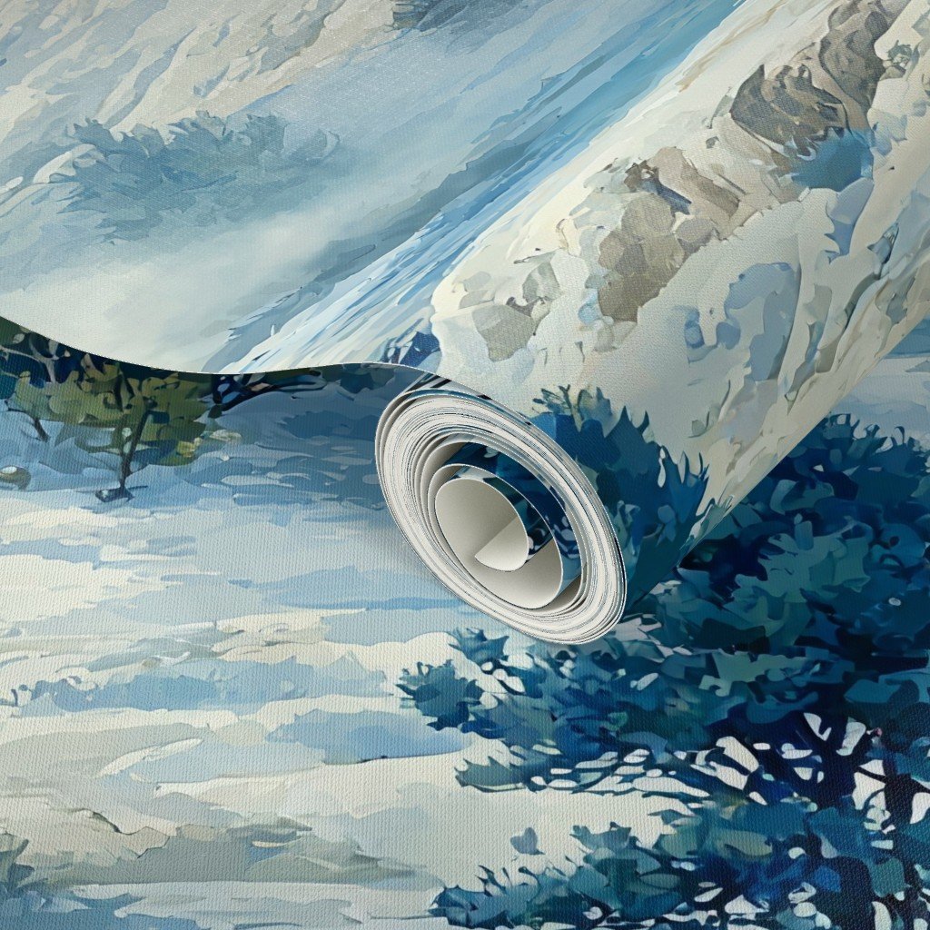 Yellowstone National Park Winter Christmas Watercolor Landscape Wallpaper festive wallpaper