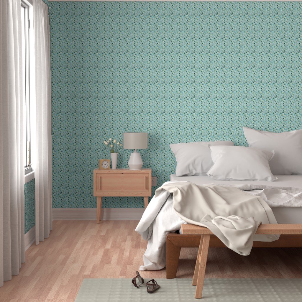 Mini Blue and Aqua Watercolor Sea Glass Shards Pattern Wallpaper abstract wallpaper