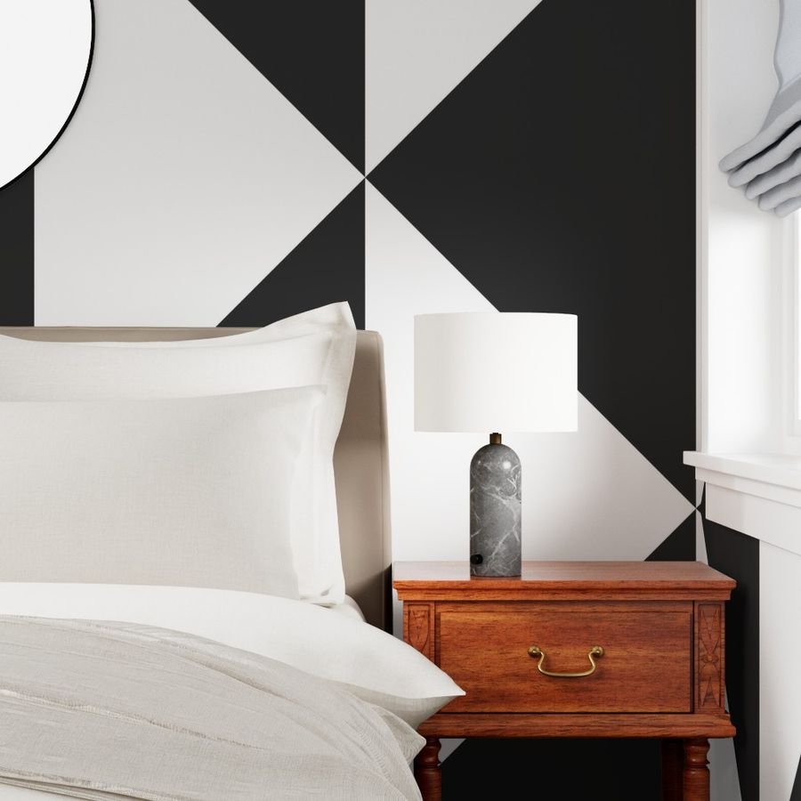 Bold Charcoal and White Oversized Geometric Diamond Wallpaper Wallpaper bold wallpaper