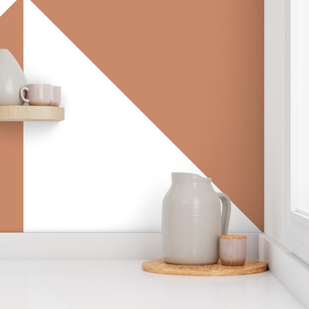 Bold Soft Clay and White Oversized Geometric Diamond Wallpaper abstract wallpaper