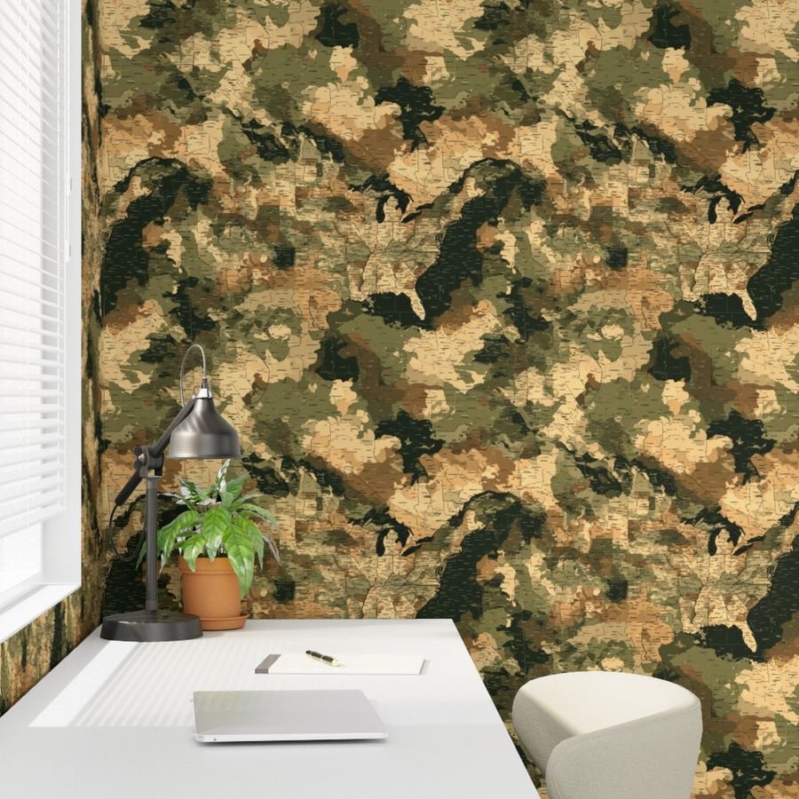 USA State Outline Camouflage in Sand and Deep Forest Wallpaper independence day wallpaper