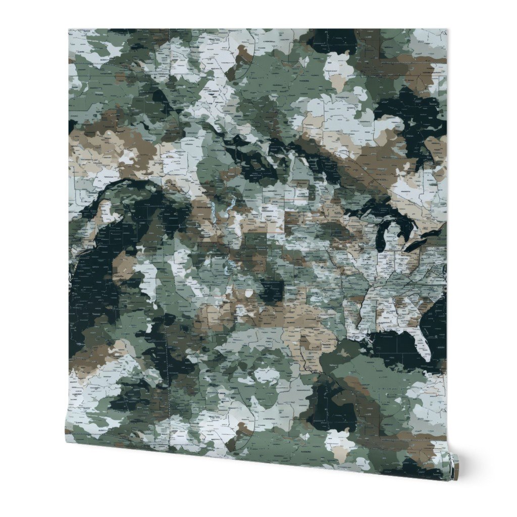 USA State Outline Camouflage in Sage Green and Slate Wallpaper independence day wallpaper