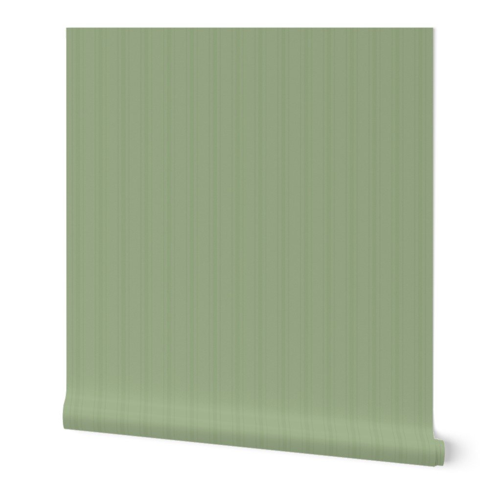 Tonal Sage Green Tailored Ticking Stripe Cottage Farmhouse Small Scal Wallpaper thin stripe wallpaper