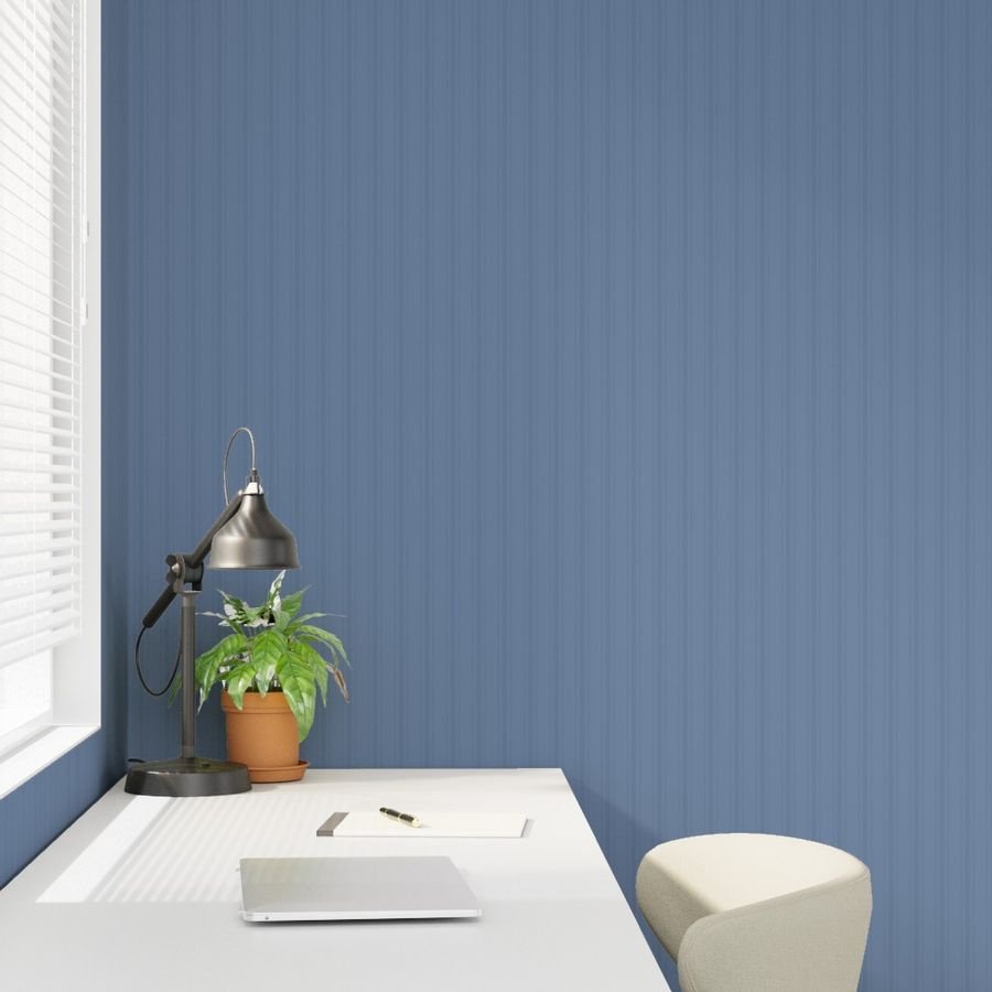 Tonal Dusty Blue Tailored Ticking Stripe Cottage Farmhouse Small Scal Wallpaper thin stripe wallpaper