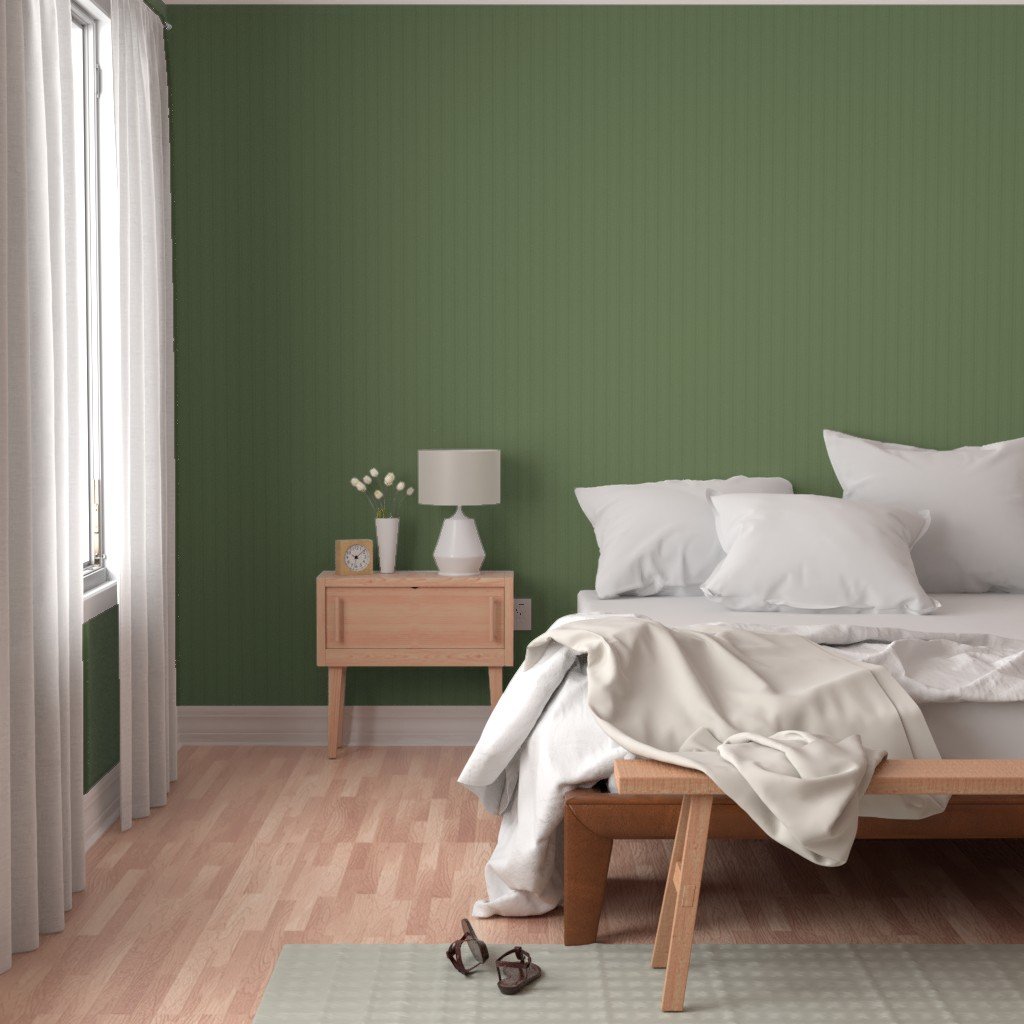 Tonal Olive Green Tailored Ticking Stripe Cottage Farmhouse Small Sca Wallpaper thin stripe wallpaper