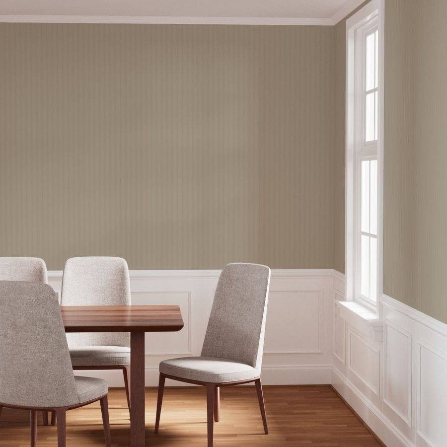 Tonal Mushroom Tailored Ticking Stripe Cottage Farmhouse Small Scale Wallpaper tonal stripe wallpaper