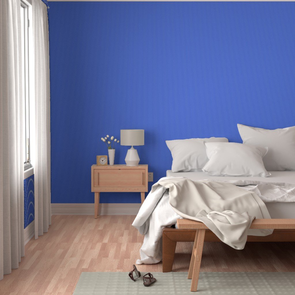 Classic White Pinstripe on Royal Blue Office Stripe Pattern Wallpaper blue and white wallpaper