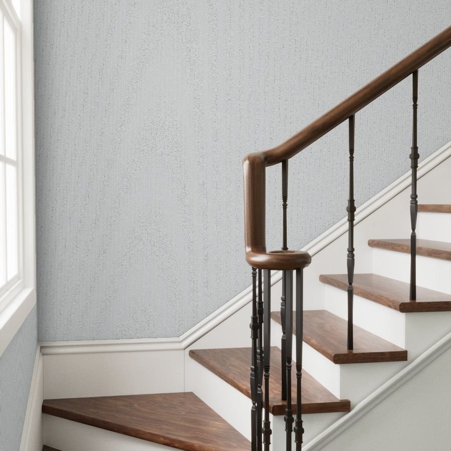 Classic Charcoal Gray Pinstripe on White Office Stripe Pattern Wallpaper gray and white wallpaper