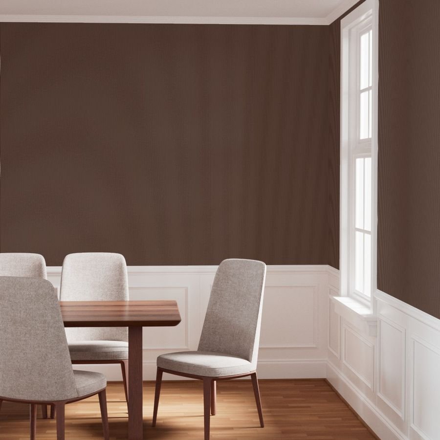 Classic White Pinstripe on Chocolate Brown Office Stripe Pattern Wallpaper brown and white wallpaper