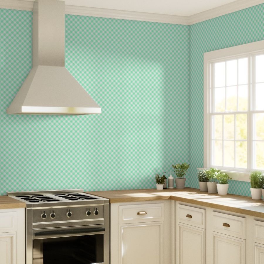 Mint Green Gingham Check Plaid Wallpaper classic wallpaper
