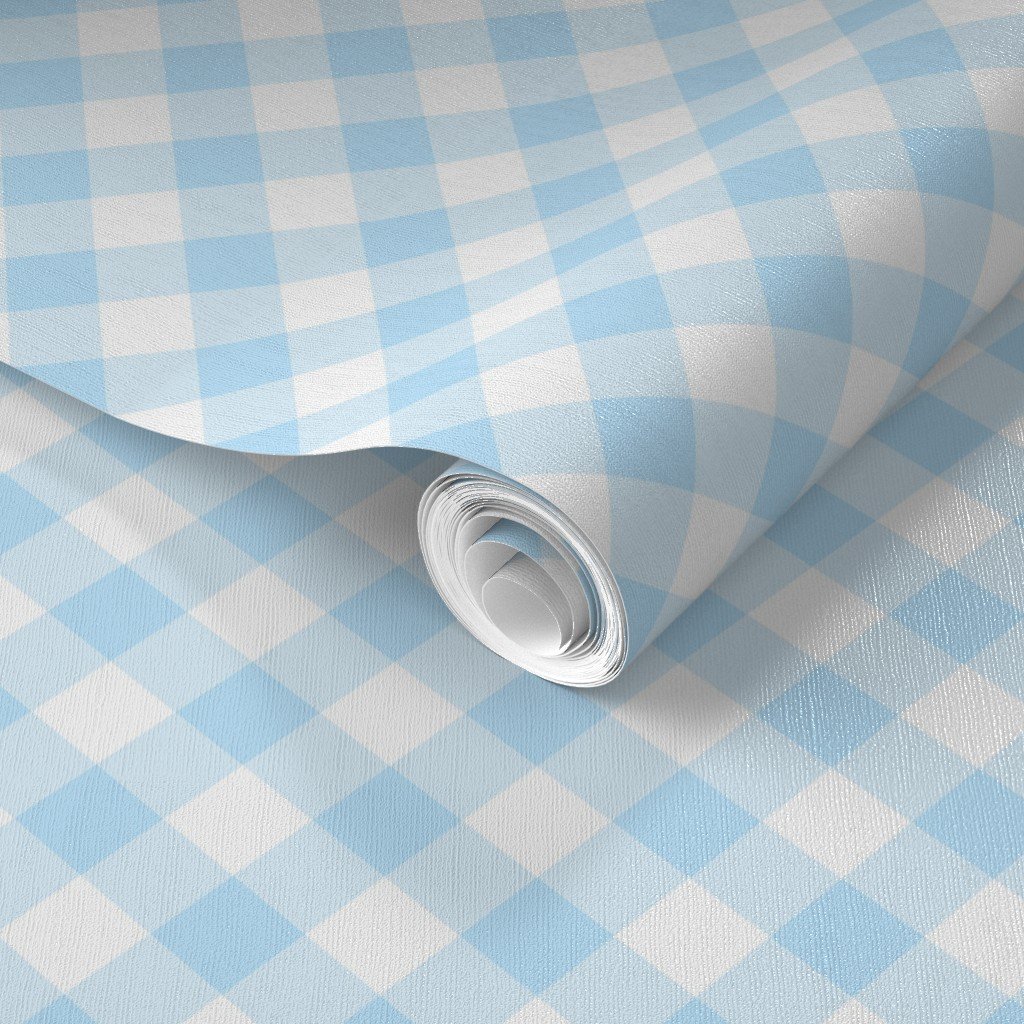 Baby Blue Gingham Check Plaid Wallpaper blue wallpaper