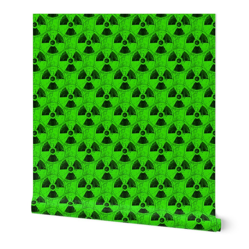 Neon Green and Black Radiation Warning Grunge Pattern Wallpaper neon green wallpaper