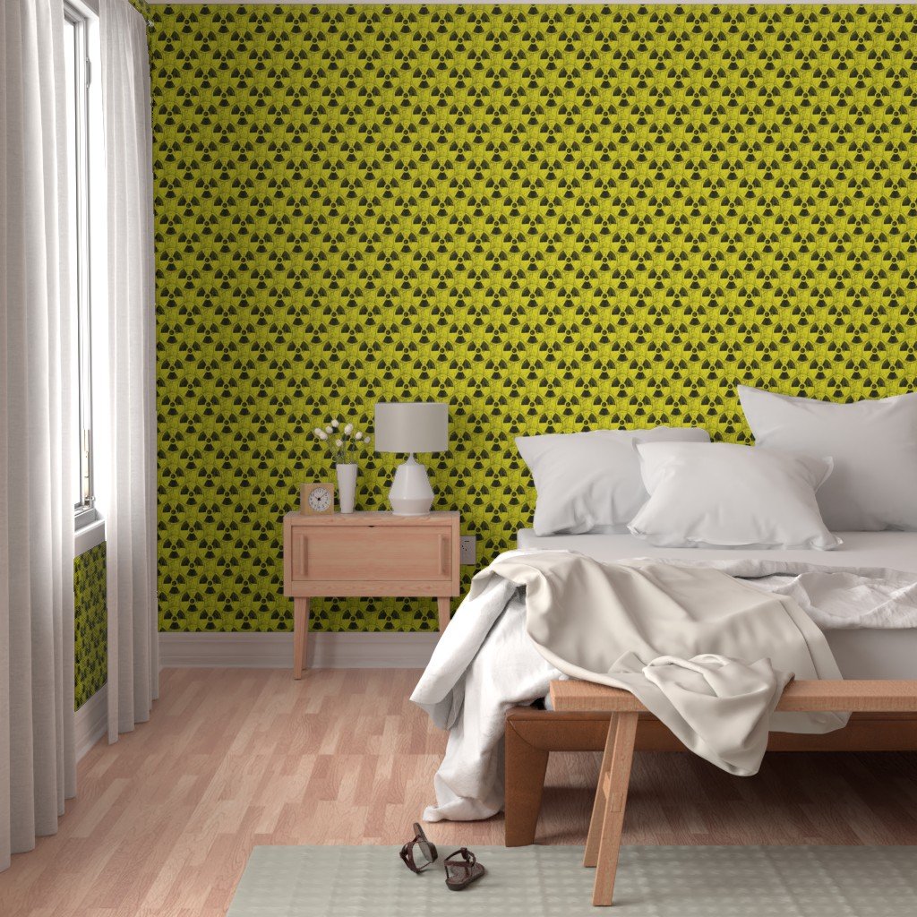Toxic Yellow and Black Radiation Warning Grunge Pattern Wallpaper toxic yellow wallpaper