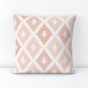 Large Sun Faded Mediterranean Diamond Pattern in Peach Sand Pink Decor Collection Interior Collection faded coral throw pillow design