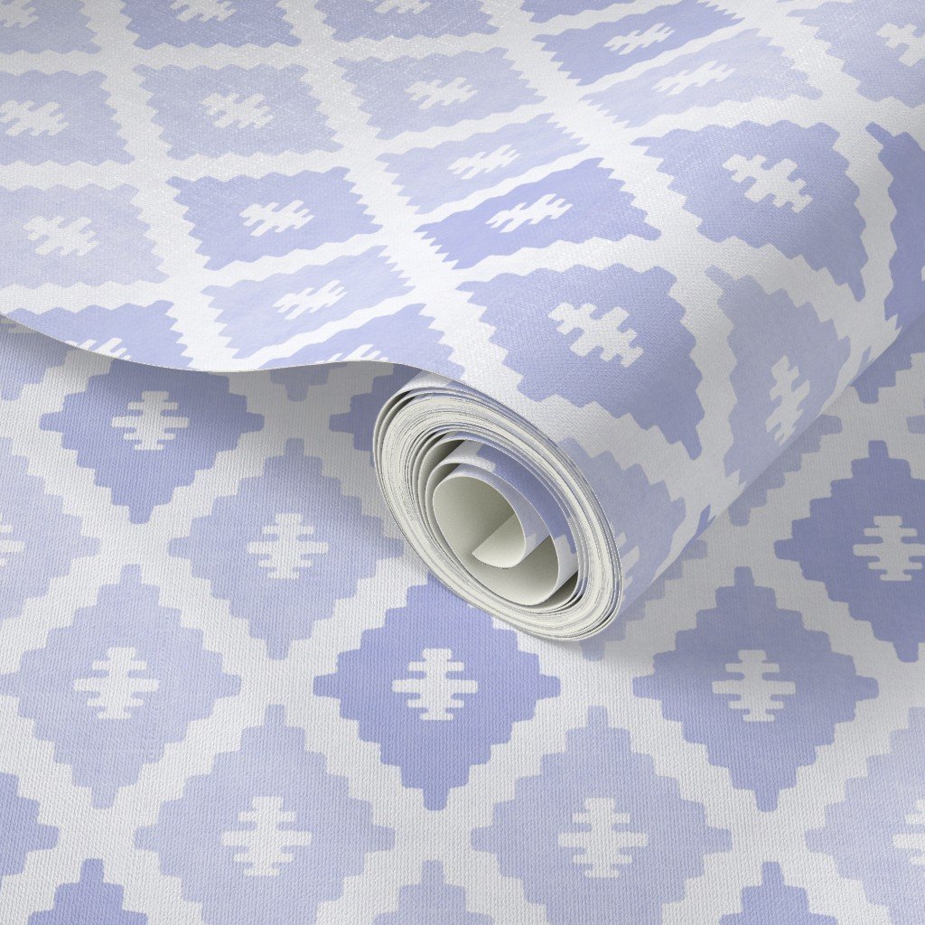 Small Sun Faded Mediterranean Diamond Pattern in Lavender Mist Blue Home Decor Collection Home Decor Collection dusty blue wallpaper