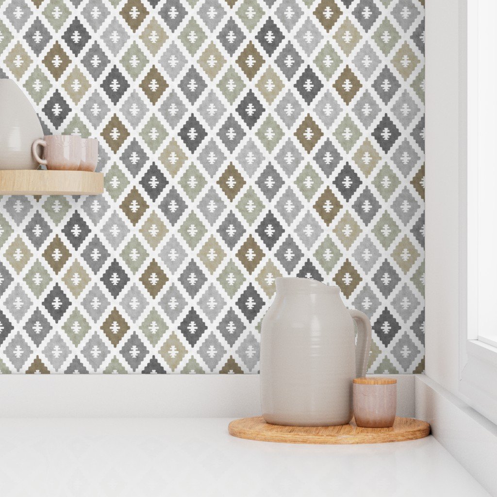 Small Weathered Olive Sage Diamond Pattern in Charcoal and Sand Home Styling Collection Home Decor Collection charcoal gray wallpaper