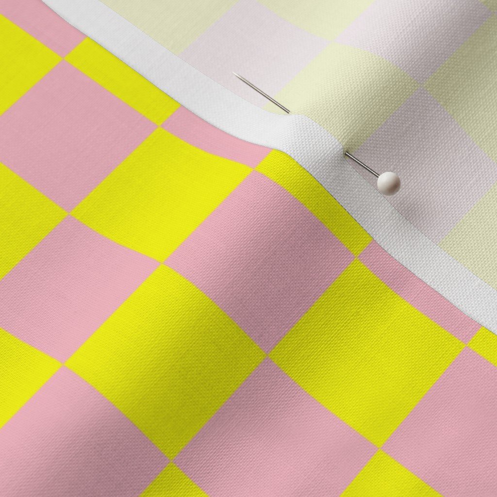 Classic Pink and Yellow 1 Inch Check Fabric geometric check fabric
