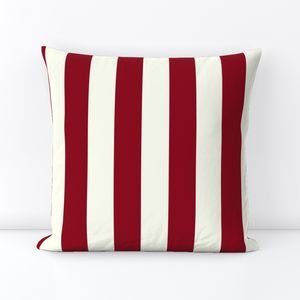 Classic Burgundy and Ivory 2-inch Vertical Stripes Home Decor Collection Home Styling Collection ivory stripe throw pillow design