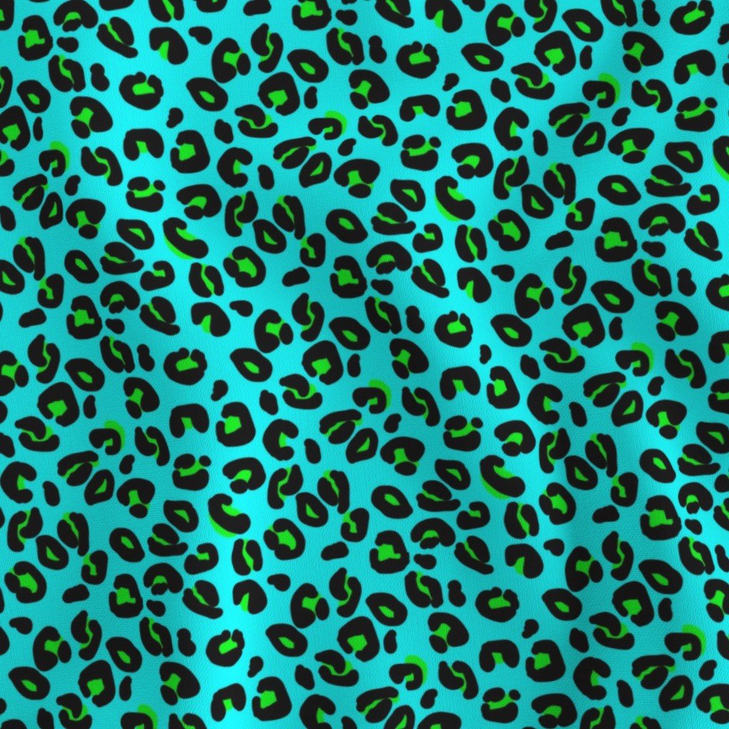 Leopard Spots Aqua Fabric leopard skin fabric