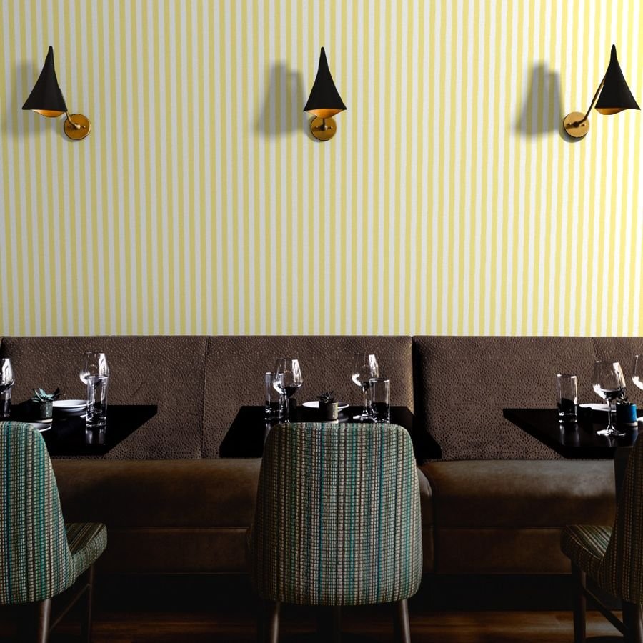 Buttermilk Yellow and White Wide Stripes Wallpaper yellow white stripe wallpaper