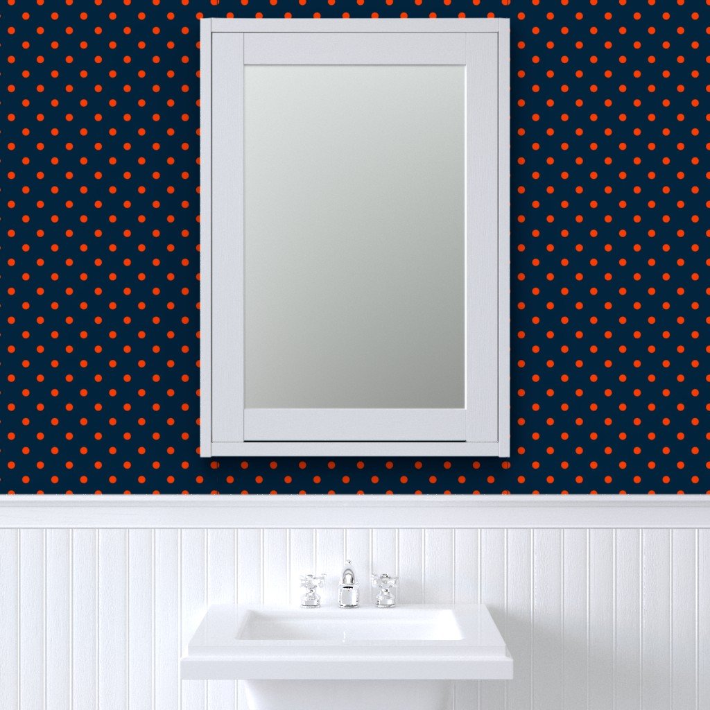Navy and Orange Polka Dots Wallpaper orange dots wallpaper