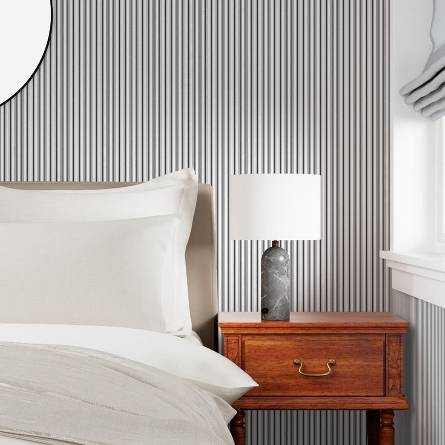 Mattress Ticking Narrow Striped Pattern in Dark Black and White Home Decor Collection Decor Collection striped pattern wallpaper