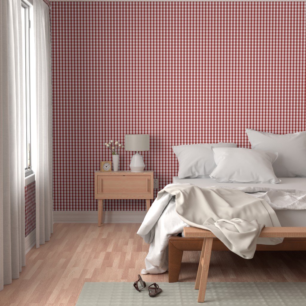 Aurora Red Gingham Check Pattern Design Collection Design Collection aurora red wallpaper